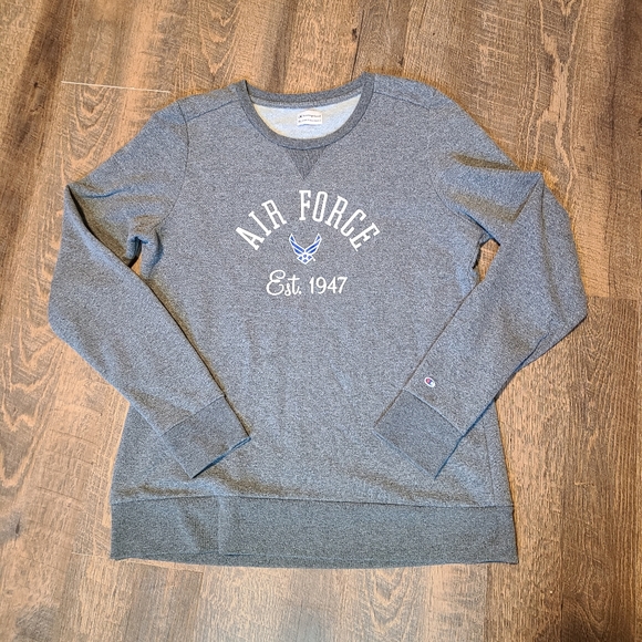 Champion Gray Heathered "Airforce" Graphic crew neck sweatshirt Size XL - Picture 2 of 7